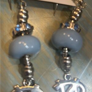 Silver and Blue North Carolina Dangle Earrings